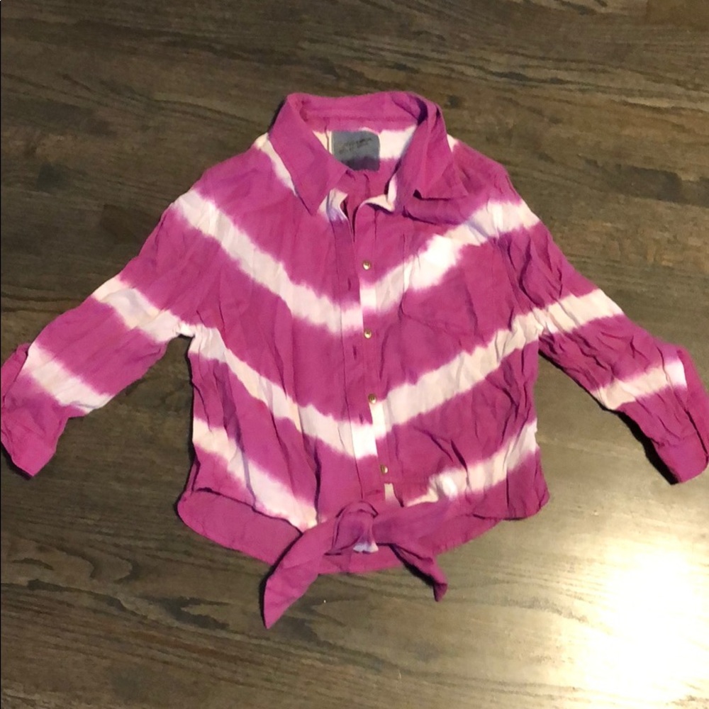 ARIZONA JEAN Tie dye crop top with knot purple L